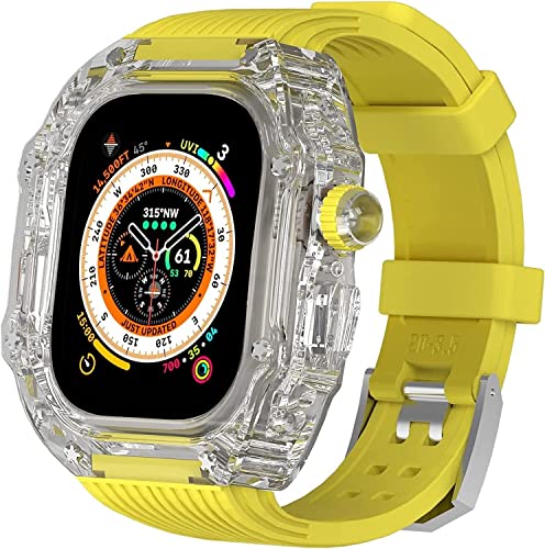 GAFNED 49 mm transparentes Gehäuse, Mod Kit Herren-Silikonbänder, für Apple Watch Serie 8, 45 mm, harte PC-Abdeckung, Ersatzband, Upgrade RM-Stil, Uhrenzubehör, für Watch Serie 7, 44 mm, 45 mm, Achat von GAFNED