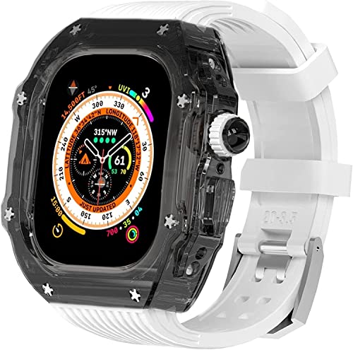 GAFNED 49 mm transparentes Gehäuse, Mod Kit Herren-Silikonbänder, für Apple Watch Serie 8, 45 mm, harte PC-Abdeckung, Ersatzband, Upgrade RM-Stil, Uhrenzubehör, für Watch Serie 7, 44 mm, 45 mm, Achat von GAFNED