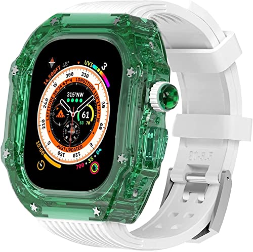 GAFNED 49 mm transparentes Gehäuse, Mod Kit Herren-Silikonbänder, für Apple Watch Serie 8, 45 mm, harte PC-Abdeckung, Ersatzband, Upgrade RM-Stil, Uhrenzubehör, für Watch Serie 7, 44 mm, 45 mm, Achat von GAFNED