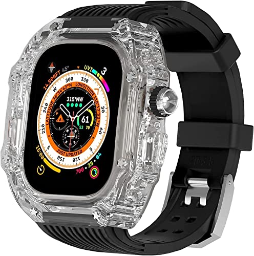 GAFNED 49 mm transparentes Gehäuse, Mod Kit Herren-Silikonbänder, für Apple Watch Serie 8, 45 mm, harte PC-Abdeckung, Ersatzband, Upgrade RM-Stil, Uhrenzubehör, für Watch Serie 7, 44 mm, 45 mm, Achat von GAFNED