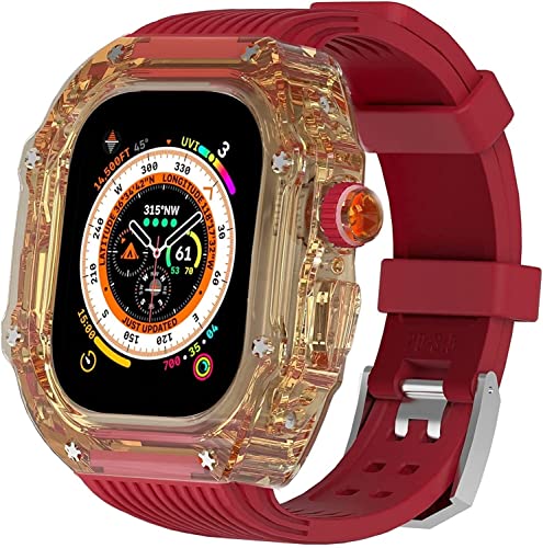 GAFNED 49 mm transparentes Gehäuse, Mod Kit Herren-Silikonbänder, für Apple Watch Serie 8, 45 mm, harte PC-Abdeckung, Ersatzband, Upgrade RM-Stil, Uhrenzubehör, für Watch Serie 7, 44 mm, 45 mm, Achat von GAFNED