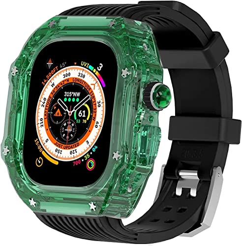 GAFNED 49 mm transparentes Gehäuse, Mod Kit Herren-Silikonbänder, für Apple Watch Serie 8, 45 mm, harte PC-Abdeckung, Ersatzband, Upgrade RM-Stil, Uhrenzubehör, für Watch Serie 7, 44 mm, 45 mm, Achat von GAFNED