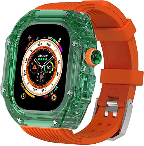 GAFNED 49 mm transparentes Gehäuse, Mod Kit Herren-Silikonbänder, für Apple Watch Serie 8, 45 mm, harte PC-Abdeckung, Ersatzband, Upgrade RM-Stil, Uhrenzubehör, für Watch Serie 7, 44 mm, 49 mm, Achat von GAFNED