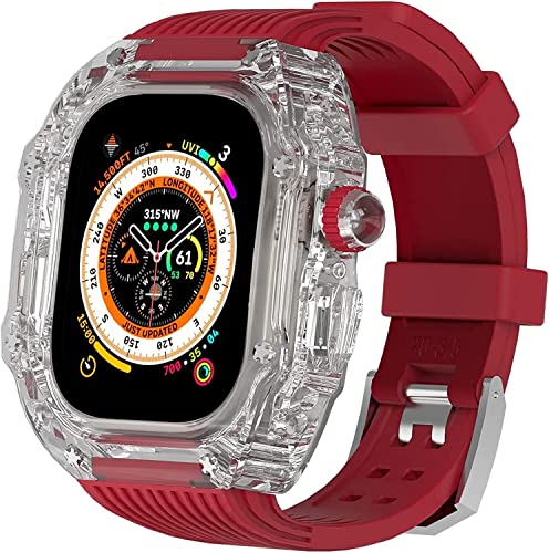 GAFNED 49 mm transparentes Gehäuse, Mod Kit Herren-Silikonbänder, für Apple Watch Serie 8, 45 mm, harte PC-Abdeckung, Ersatzband, Upgrade RM-Stil, Uhrenzubehör, für Watch Serie 7, 44 mm, 49 mm, Achat von GAFNED