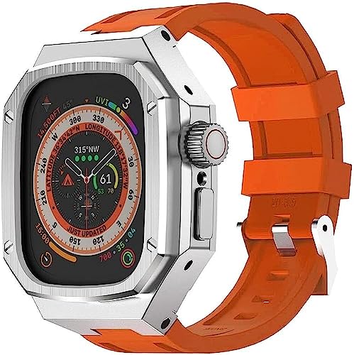 GAFNED Edelstahl-Stoßdämpfer-Uhrengehäuse, Silikonband, für Apple Watch Ultra 8 49 mm, für Herren und Damen, Metallrahmen, integriertes Armband, Uhr, Ersatzzubehör mit Werkzeug, For 49mm, Achat von GAFNED