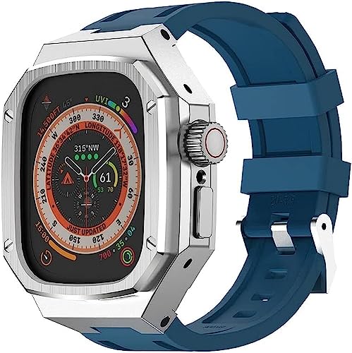 GAFNED Edelstahl-Stoßdämpfer-Uhrengehäuse, Silikonband, für Apple Watch Ultra 8 49 mm, für Herren und Damen, Metallrahmen, integriertes Armband, Uhr, Ersatzzubehör mit Werkzeug, For 49mm, Achat von GAFNED