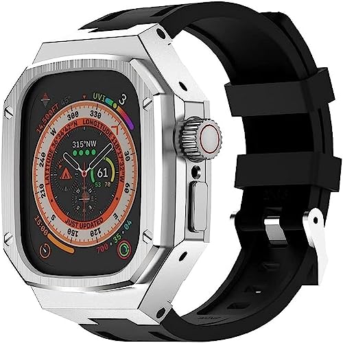 GAFNED Edelstahl-Stoßdämpfer-Uhrengehäuse, Silikonband, für Apple Watch Ultra 8 49 mm, für Herren und Damen, Metallrahmen, integriertes Armband, Uhr, Ersatzzubehör mit Werkzeug, For 49mm, Achat von GAFNED