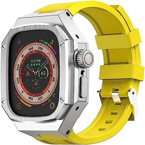 GAFNED Edelstahl-Stoßdämpfer-Uhrengehäuse, Silikonband, für Apple Watch Ultra 8 49 mm, für Herren und Damen, Metallrahmen, integriertes Armband, Uhr, Ersatzzubehör mit Werkzeug, For 49mm, Achat von GAFNED