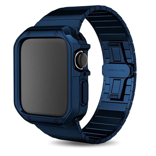 GAFNED Edelstahl-Uhrenarmband, Silikon-Gehäuse, Stoßschutz, Rahmenabdeckung, für Apple Watch 45/41/44/40/38/42 mm, Uhrenarmband 5, 4, 3, SE, 6, 7, 8, 9, Serie, Ersatzarmband, 40 mm, Achat von GAFNED