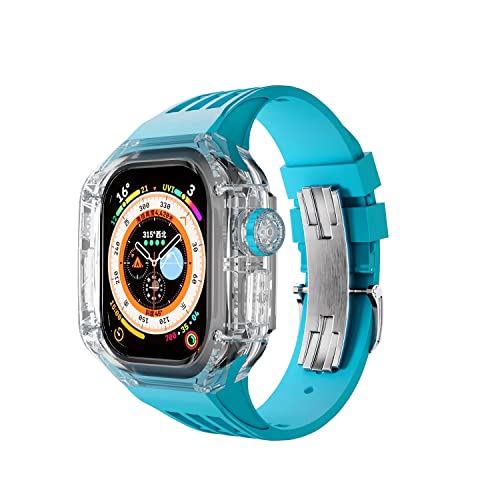 GAFNED Fluororubber Sportarmband, transparentes Uhrengehäuse, Modifikationsset, für Apple Watch Ultra 8, 49 mm, Ersatz-Uhrenzubehör, 49 mm, Achat von GAFNED