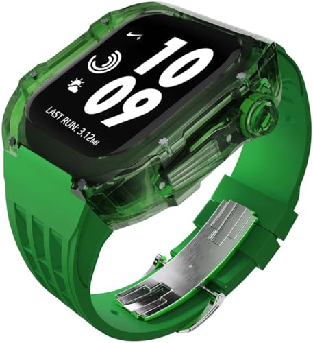 GAFNED Glacier Uhrengehäuse, Gummi, Uhrenarmband-Set, 44 mm, 45 mm, 49 mm, transparent, für Apple Watch Ultra 8, 7, 6, 5, 4, SE, für Herren und Damen, modisches Business-Uhrenarmband, Zubehör, 44MM, von GAFNED