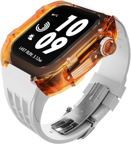 GAFNED Glacier Uhrengehäuse, Gummi, Uhrenarmband-Set, 44 mm, 45 mm, 49 mm, transparent, für Apple Watch Ultra 8, 7, 6, 5, 4, SE, für Herren und Damen, modisches Business-Uhrenarmband, Zubehör, 45 mm, von GAFNED