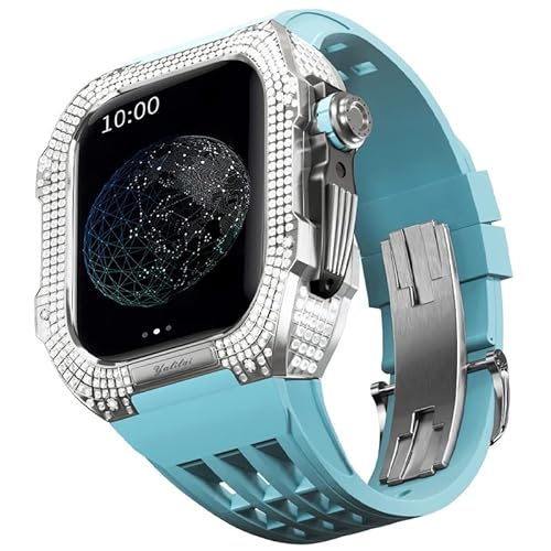 GAFNED Gummi-Uhrenarmband, Titanlegierung, für Apple Watch 7/8, 45 mm, Ersatzzubehör, Edelstahl-Uhrengehäuse, Mod-Kit, 45 mm, Achat von GAFNED