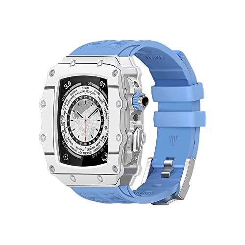 GAFNED Kohlefaser-Uhrengehäuse, Gummi-Armband, Armband-Modifikationsset, für Apple Watch 45 mm, 44 mm, 9, 8, 7, 6, 5, 4, SE-Serie, Ersatzarmband, 44MM, Achat von GAFNED