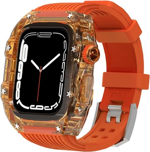 GAFNED Leichtes transparentes Silikonband für Apple Watch Serie 8, 7, 6, 5, 4, SE, 45 mm, 44 mm, Ersatz, für Herren und Damen, transparente Uhrenlünette, Mod-Kits, 44mm, Achat von GAFNED