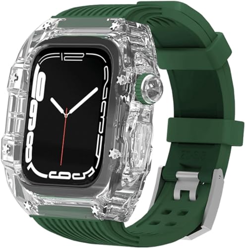 GAFNED Leichtes transparentes Silikonband für Apple Watch Serie 8, 7, 6, 5, 4, SE, 45 mm, 44 mm, Ersatz, für Herren und Damen, transparente Uhrenlünette, Mod-Kits, 44mm, Achat von GAFNED