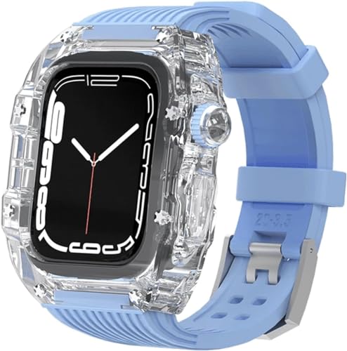 GAFNED Leichtes transparentes Silikonband für Apple Watch Serie 8, 7, 6, 5, 4, SE, 45 mm, 44 mm, Ersatz, für Herren und Damen, transparente Uhrenlünette, Mod-Kits, 44mm, Achat von GAFNED