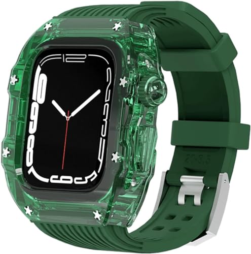 GAFNED Leichtes transparentes Silikonband für Apple Watch Serie 8, 7, 6, 5, 4, SE, 45 mm, 44 mm, Ersatz, für Herren und Damen, transparente Uhrenlünette, Mod-Kits, 45 mm, Achat von GAFNED