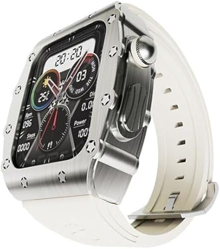 GAFNED Luxuriöses Herren-Uhrengehäuse aus Zinklegierung, Silikonband, für Apple Watch 45 mm, 44 mm, Ersatzzubehör, RM-Metalllünette, Modifikationsset, für iWatch Ultra 8/7/6/5/4/SE Serie DIY, 44MM, von GAFNED