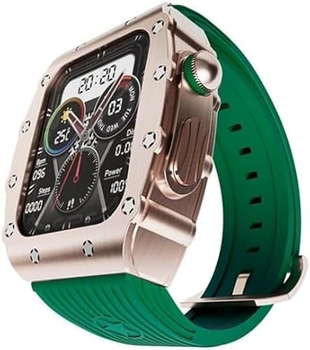 GAFNED Luxuriöses Herren-Uhrengehäuse aus Zinklegierung, Silikonband, für Apple Watch 45 mm, 44 mm, Ersatzzubehör, RM-Metalllünette, Modifikationsset, für iWatch Ultra 8/7/6/5/4/SE Serie DIY, 45 mm, von GAFNED