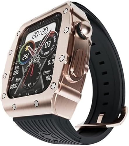 GAFNED Luxuriöses Herren-Uhrengehäuse aus Zinklegierung, Silikonband, für Apple Watch 45 mm, 44 mm, Ersatzzubehör, RM-Metalllünette, Modifikationsset, für iWatch Ultra 8/7/6/5/4/SE Serie DIY, 45 mm, von GAFNED