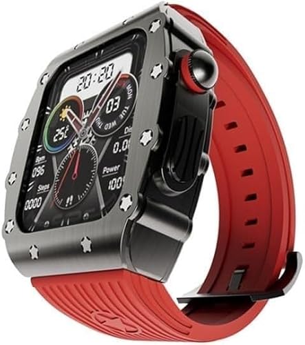 GAFNED Luxuriöses Herren-Uhrengehäuse aus Zinklegierung, Silikonband, für Apple Watch 45 mm, 44 mm, Ersatzzubehör, RM-Metalllünette, Modifikationsset, für iWatch Ultra 8/7/6/5/4/SE Serie DIY, 45 mm, von GAFNED