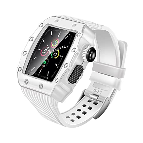 GAFNED Luxuriöses Metall-Uhrengehäuse für Apple Watch Serie 8, 41 mm, 45 mm, Gummi-Armband-Modifikationsset, für iWatch 8, 7, 6, 5, 4, SE, 40 mm, 44 mm, 44MM, Achat von GAFNED