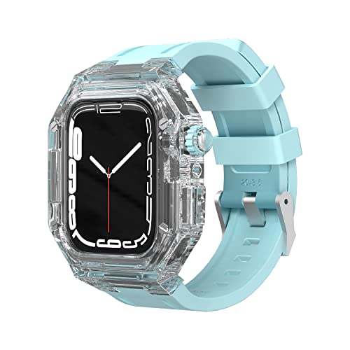 GAFNED Luxus-Armband aus Fluorkautschuk, 44 mm, 45 mm, 41 mm, 40 mm, transparent, für Apple Watch Serie 8/7, Watch SE, 6, 5, 4, Sport-Gummiband, Mod Kit, 40 mm, Achat von GAFNED