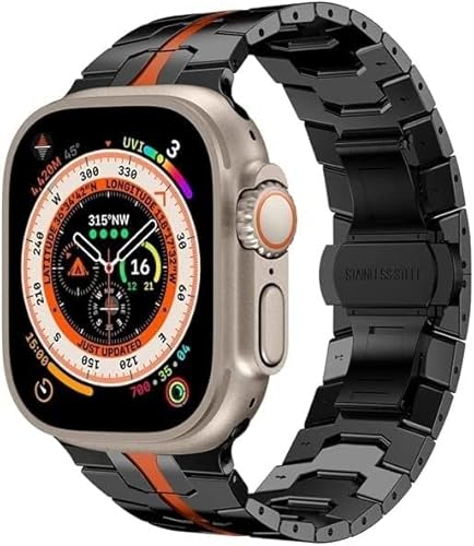 GAFNED Premium-Edelstahl-Metallarmband für Apple Watch 49 mm, 44 mm, 45 mm, Herren-Armband, Metallschnalle, kompatibel mit Ultra 8, 7, SE, 6, 41, 40, 38, 42 mm, 38/40/41mm, Achat von GAFNED