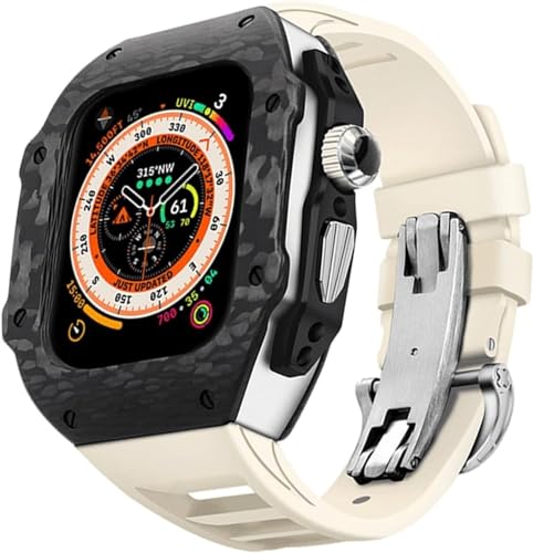 GAFNED RM-Umbauset aus Karbonfaser und Titanlegierung, für Apple Watch Ultra 8, 49 mm, 7, 45 mm, 6/5/4/SE, 44 mm Serie, RM-Umbausatz, Sport-Gummiband, Herren-Metall-Uhrenabdeckung, 49 mm, Achat von GAFNED