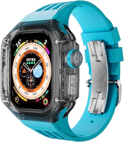 GAFNED Silikon-Uhrenarmband + transparentes Uhrengehäuse, Mod-Kit, für Apple Watch 8 Ultra 49 mm Serie, Ersatzarmband, Fluorkautschuk-Uhrenarmband und Gehäuse-Zubehör, For Ultra 2, Achat von GAFNED