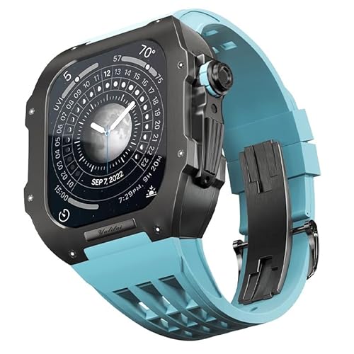 GAFNED Titan-Uhrengehäuse, Fluorkautschuk, luxuriöses Uhrenarmband, für Apple Watch 8/7/45 mm, Retrofit-Armband, Upgrade, Ersatz-Uhrenarmband und Gehäuseset Zubehör, 45 mm, Achat von GAFNED