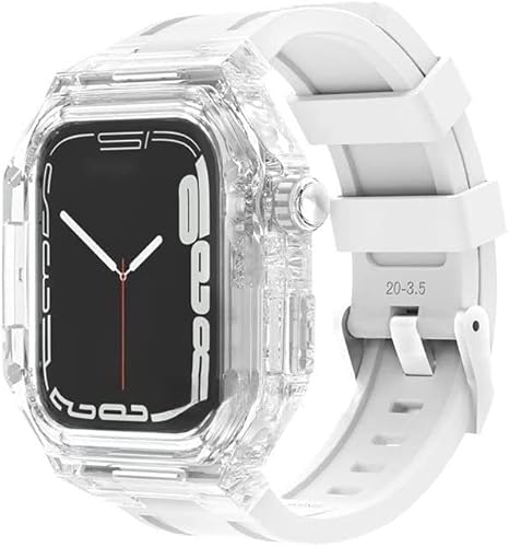 GAFNED Transparenter Schutz, 40/41/44/45 mm, Gummi-Ersatzband, für Apple Watch Band 8, 7, 6, 5, 4, Upgrade-Militär-Armband, Herren, PC-Schutzhülle, Sportzubehör, 40 mm, Achat von GAFNED