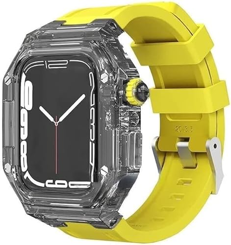 GAFNED Transparenter Schutz, 40/41/44/45 mm, Gummi-Ersatzband, für Apple Watch Band 8, 7, 6, 5, 4, Upgrade-Militär-Armband, Herren, PC-Schutzhülle, Sportzubehör, 40 mm, Achat von GAFNED