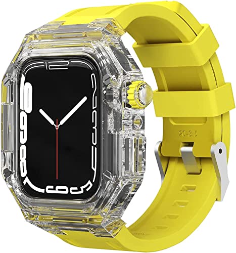 GAFNED Transparenter Schutz, 40/41/44/45 mm, Gummi-Ersatzband, für Apple Watch Band 8, 7, 6, 5, 4, Upgrade-Militär-Armband, Herren, PC-Schutzhülle, Sportzubehör, 40 mm, Achat von GAFNED