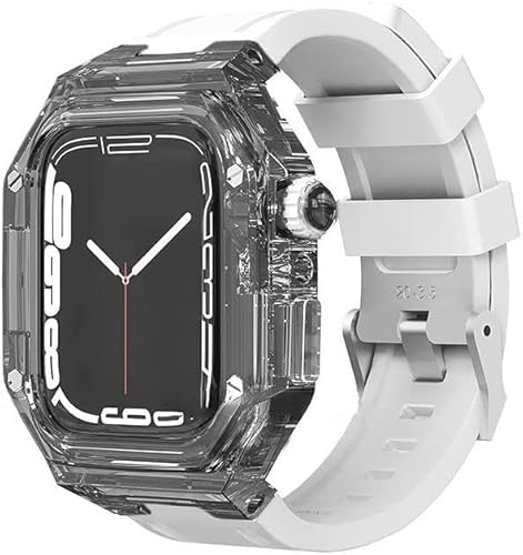 GAFNED Transparenter Schutz, 40/41/44/45 mm, Gummi-Ersatzband, für Apple Watch Band 8, 7, 6, 5, 4, Upgrade-Militär-Armband, Herren, PC-Schutzhülle, Sportzubehör, 41 mm, Achat von GAFNED