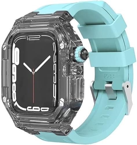 GAFNED Transparenter Schutz, 40/41/44/45 mm, Gummi-Ersatzband, für Apple Watch Band 8, 7, 6, 5, 4, Upgrade-Militär-Armband, Herren, PC-Schutzhülle, Sportzubehör, 45 mm, Achat von GAFNED