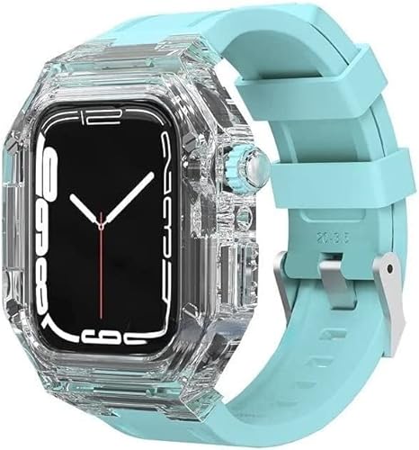 GAFNED Transparenter Schutz, 40/41/44/45 mm, Gummi-Ersatzband, für Apple Watch Band 8, 7, 6, 5, 4, Upgrade-Militär-Armband, Herren, PC-Schutzhülle, Sportzubehör, 45 mm, Achat von GAFNED