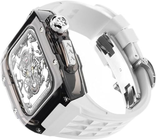 GAFNED Transparentes Uhrengehäuse, Gummiband, Mod Kit, für Apple Watch Ultra 2 8/7/6/5/4/SE Serie, für Herren und Damen, transparent, sportlich, atmungsaktiv, Ersatzarmband, 44MM, Achat von GAFNED