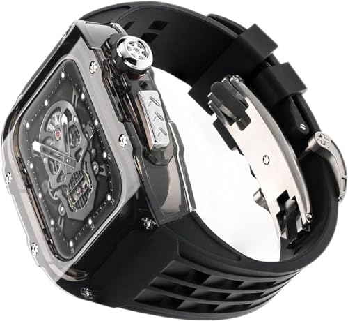 GAFNED Transparentes Uhrengehäuse, Gummiband, Mod Kit, für Apple Watch Ultra 2 8/7/6/5/4/SE Serie, für Herren und Damen, transparent, sportlich, atmungsaktiv, Ersatzarmband, 49 mm, Achat von GAFNED