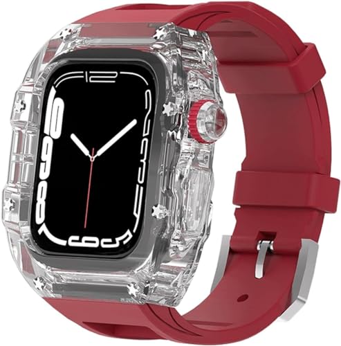 GAFNED Transparentes Uhrengehäuse, Gummiband, Mod Kit, für Apple Watch Ultra 49 mm, 45 mm, 44 mm, Herren-Uhrengehäuse, Sportarmband, für iWatch Serie 8/7/6/5/4/SE, 44mm, Achat von GAFNED