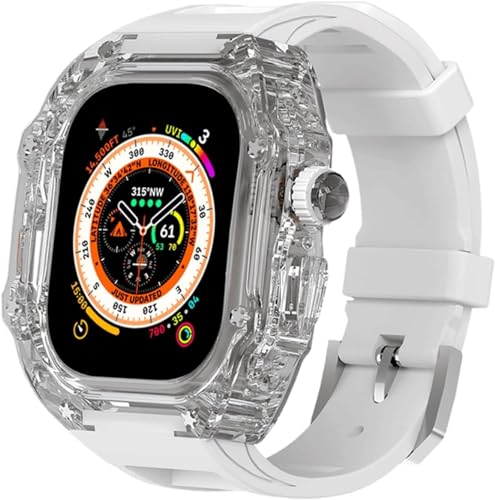 GAFNED Transparentes Uhrengehäuse, Gummiband, Mod Kit, für Apple Watch Ultra 49 mm, 45 mm, 44 mm, Herren-Uhrengehäuse, Sportarmband, für iWatch Serie 8/7/6/5/4/SE, 45 mm, Achat von GAFNED