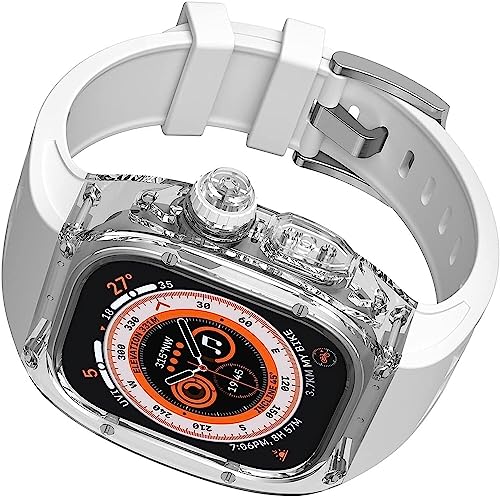 GAFNED Transparentes Uhrengehäuse, Silikonarmband, Mod Kit, für Apple Watch Ultra 49 mm, für Herren und Damen, Schutz, Stoßstange, Uhrengehäuse, Uhren-Ersatzarmband, Sportarmband, Zubehör, For 49mm, von GAFNED