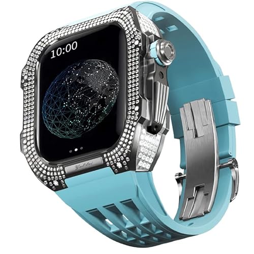 GAFNED Uhren-Modifikationsset, Titanlegierung, Uhrengehäuse und Fluorkautschuk-Uhrenarmband-Set, für Apple Watch 8, 7, 45 mm Serie, Upgrade-Modifikationszubehör, 45 mm, Achat von GAFNED