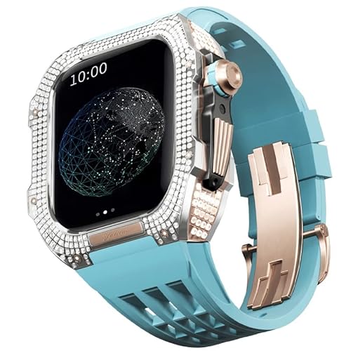 GAFNED Uhren-Modifikationsset, Titanlegierung, Uhrengehäuse und Fluorkautschuk-Uhrenarmband-Set, für Apple Watch 8, 7, 45 mm Serie, Upgrade-Modifikationszubehör, 45 mm, Achat von GAFNED