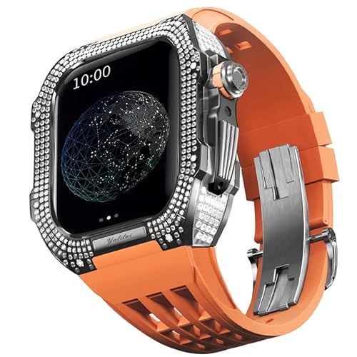 GAFNED Uhren-Modifikationsset, Titanlegierung, Uhrengehäuse und Fluorkautschuk-Uhrenarmband-Set, für Apple Watch 8, 7, 45 mm Serie, Upgrade-Modifikationszubehör, 45 mm, Achat von GAFNED