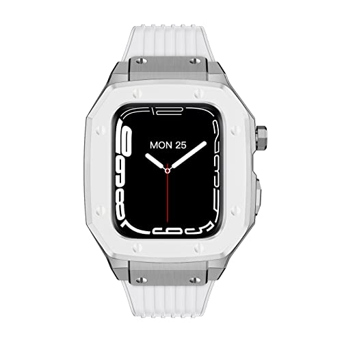 GAFNED Uhrengehäuse, Gummi-Uhrenarmband-Modifikationsset, Zubehör, für Apple Watch 9, 8, 7, 6, 5, 4, SE-Serie, 44 mm, 45 mm, Ersatzgehäuse aus Metalllegierung, 42mm, Achat von GAFNED