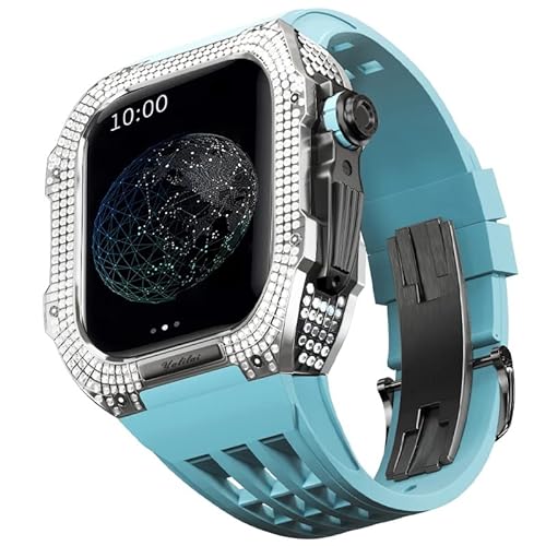 GAFNED Watch Mod Kit für Apple Watch 6, 5, 4, SE, 44 mm, Ersatzarmband, Zubehör, für Herren und Damen, Titanlegierung, Uhrengehäuse und Gummi-Uhrenarmband, 44MM, Achat von GAFNED