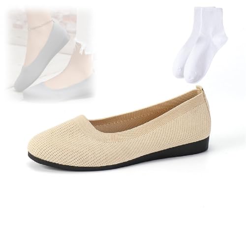 Bequeme atmungsaktive Slip-On-Fußgewölbe-Unterstützung, rutschfeste Freizeitschuhe, Netzstoff, runde Zehen, flache Schuhe für Damen, flache Schuhe für Party, Arbeit von GAGFDA