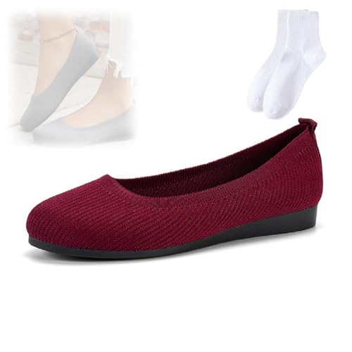 Bequeme atmungsaktive Slip-On-Fußgewölbe-Unterstützung, rutschfeste Freizeitschuhe, Netzstoff, runde Zehen, flache Schuhe für Damen, flache Schuhe für Party, Arbeit von GAGFDA